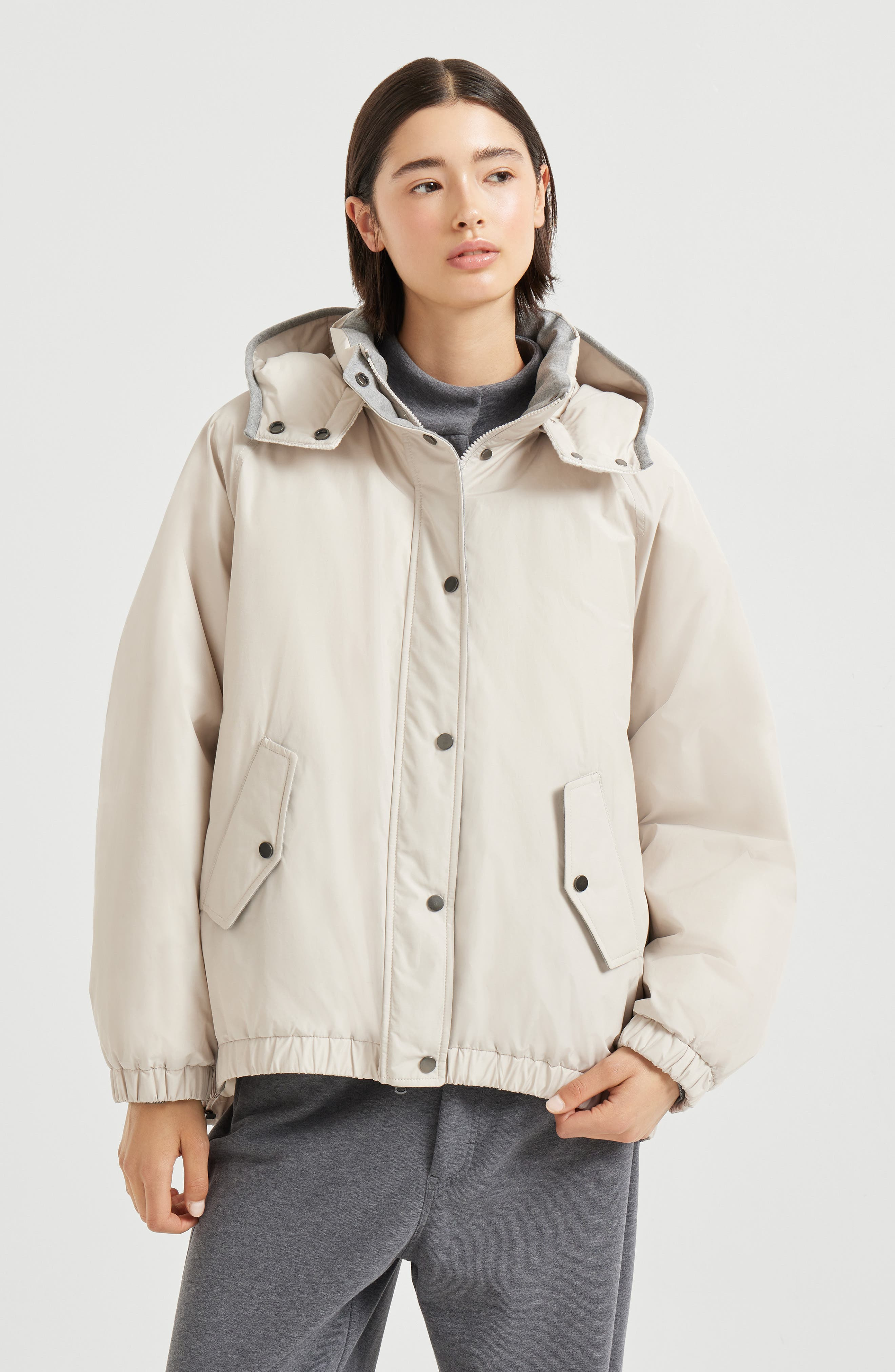 Brunello Cucinelli Water-resistant taffeta down jacket in Light Grey at Nordstrom - 2