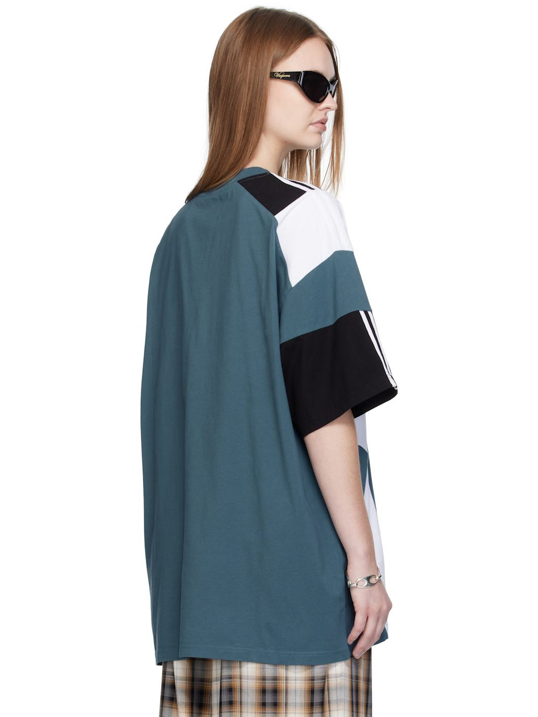 Blue Oversized Panelled T-shirt - 3