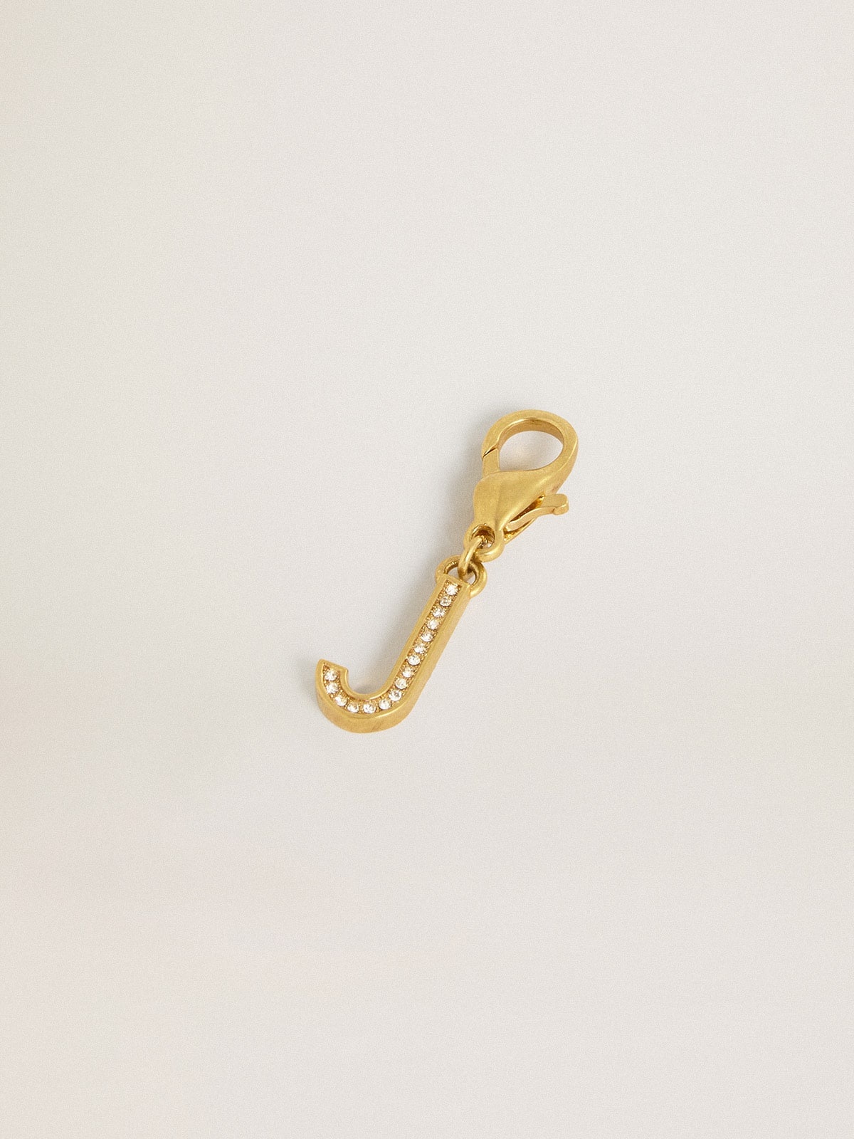 Letter J charm in gold-colored brass with crystals - 2