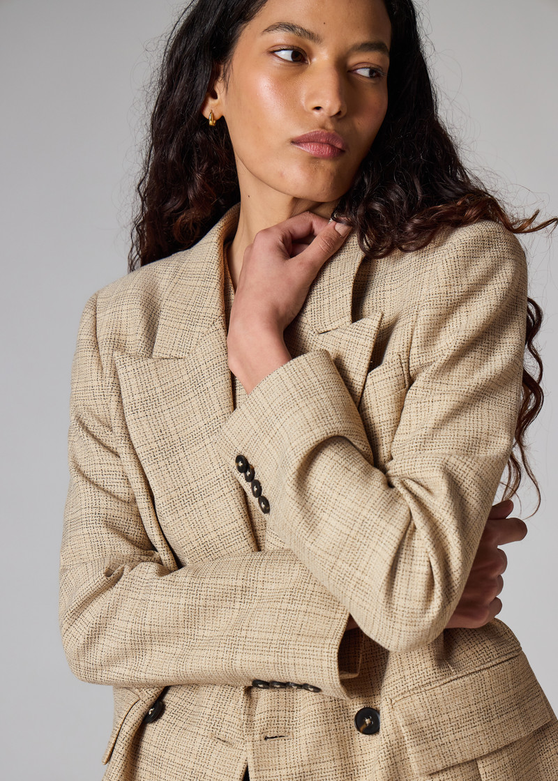 Women's Stone Check Double-Breasted Blazer 8
