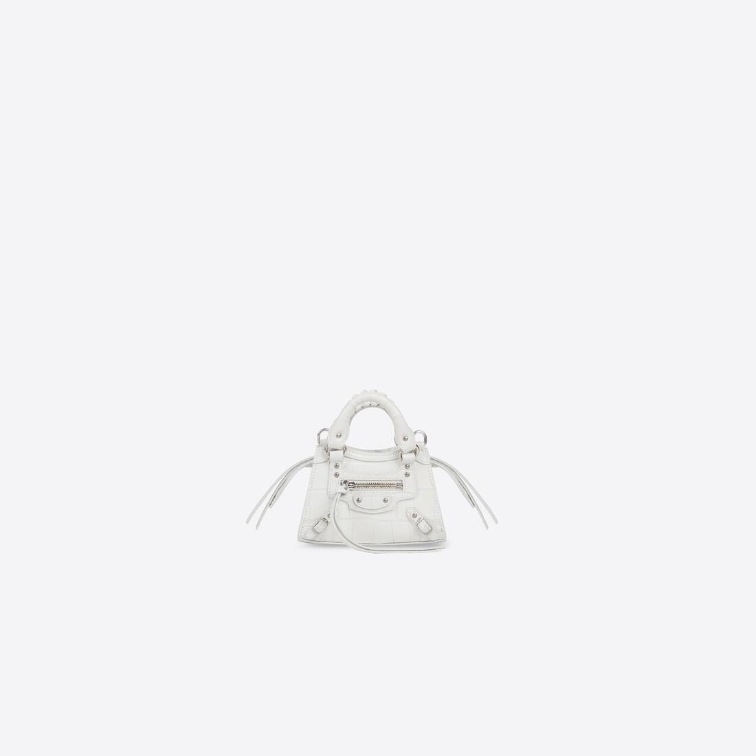 Women's Neo Classic Super Nano Handbag Crocodile Embossed in White - 1