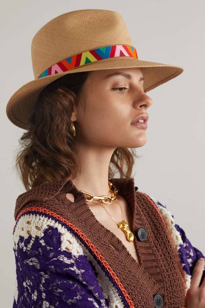 Valentino Valentino Garavani Roman Stud straw fedora outlook