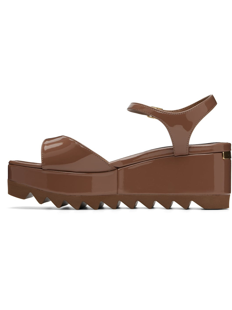 Stella McCartney Brown Elyse Patent Platform Sandals outlook