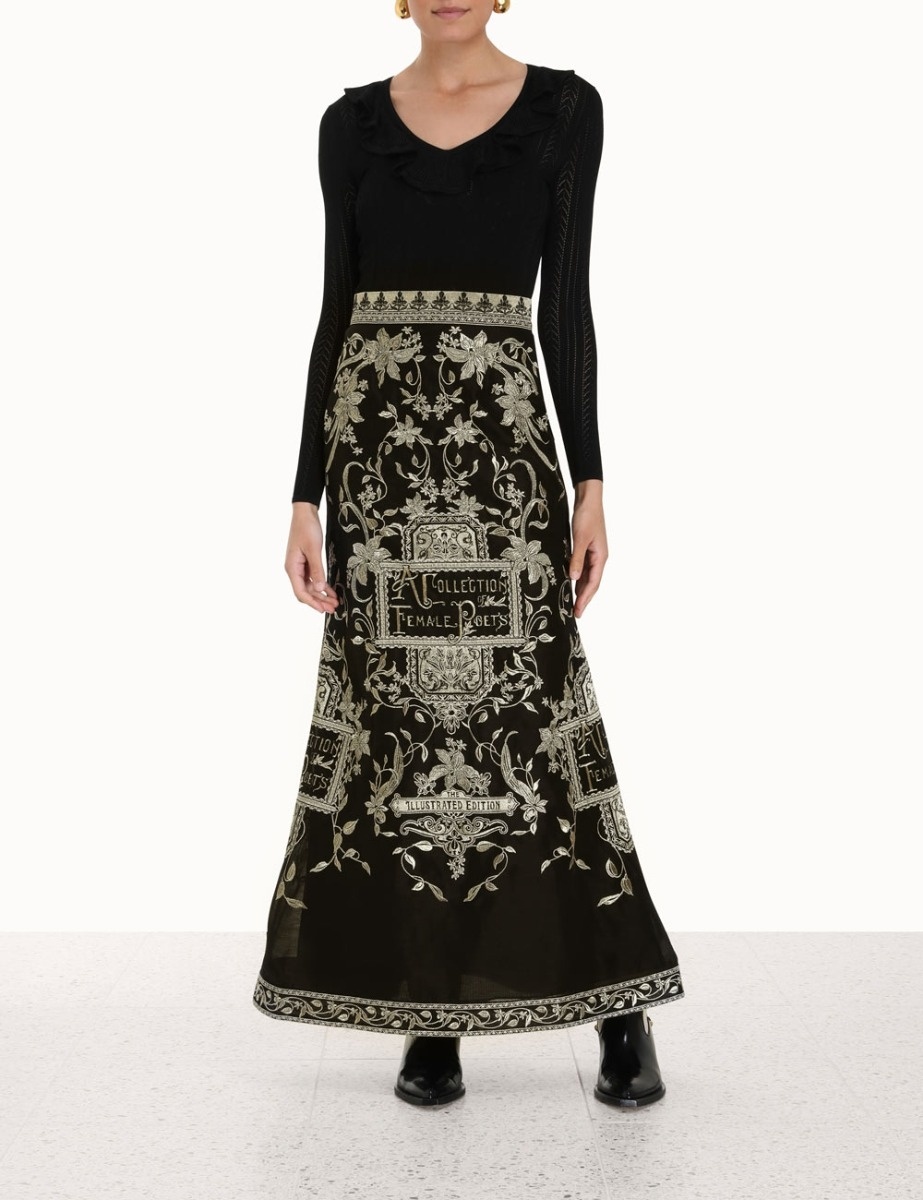 LYRICAL EMBROIDERY MAXI SKIRT - 2