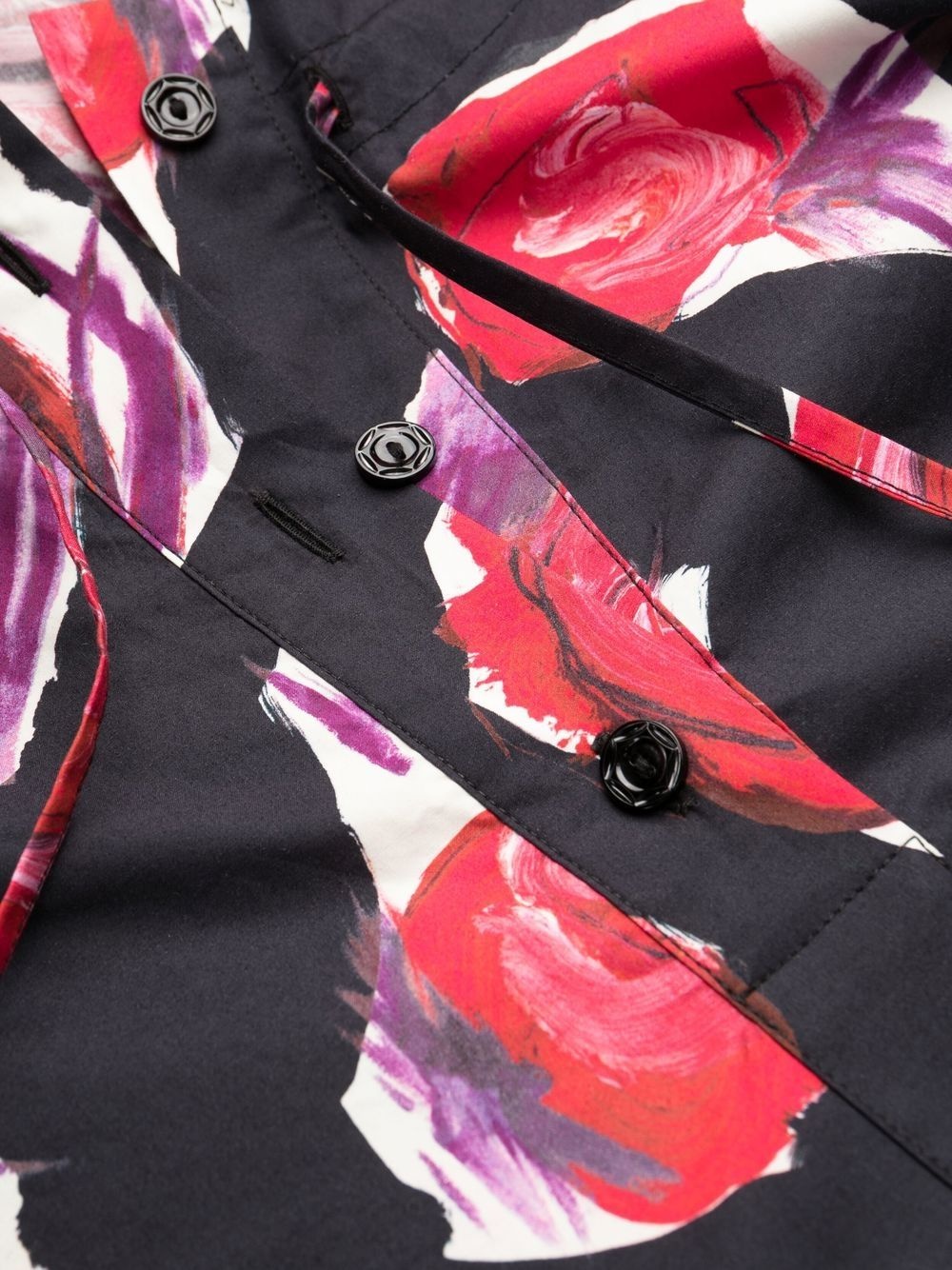 rose-print tie-waist dress - 7
