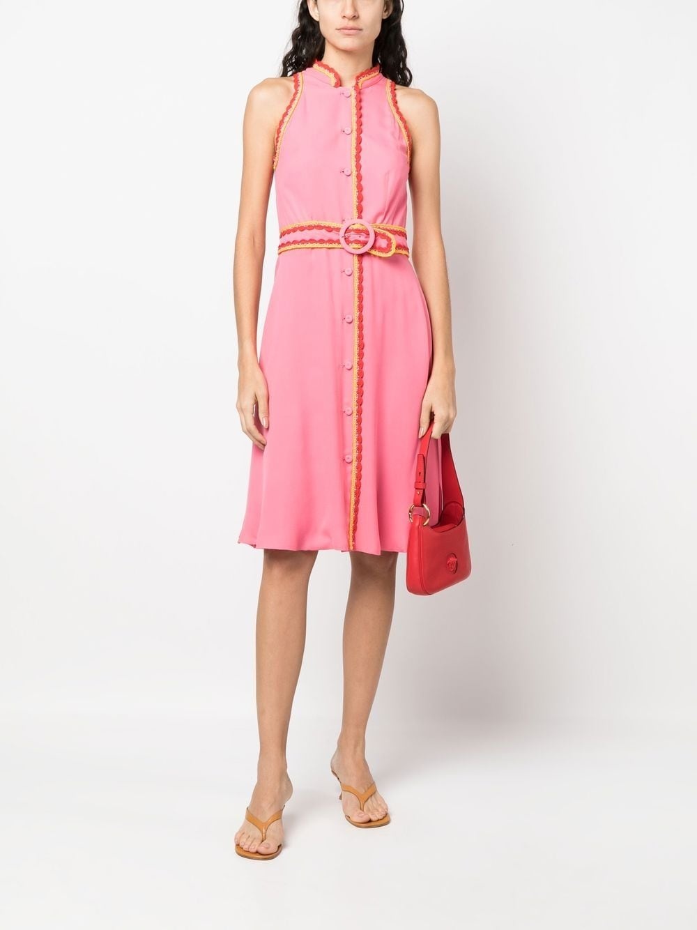 belted-waist sleeveless dress - 2