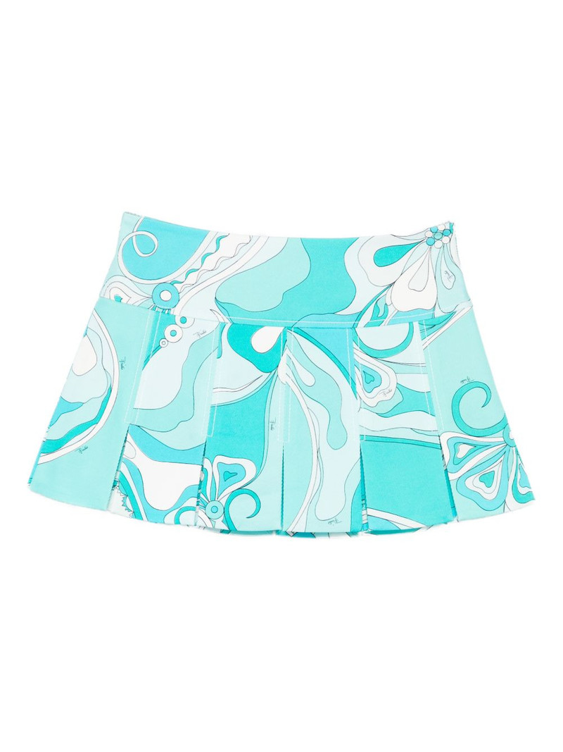 pleated print mini skirt 1