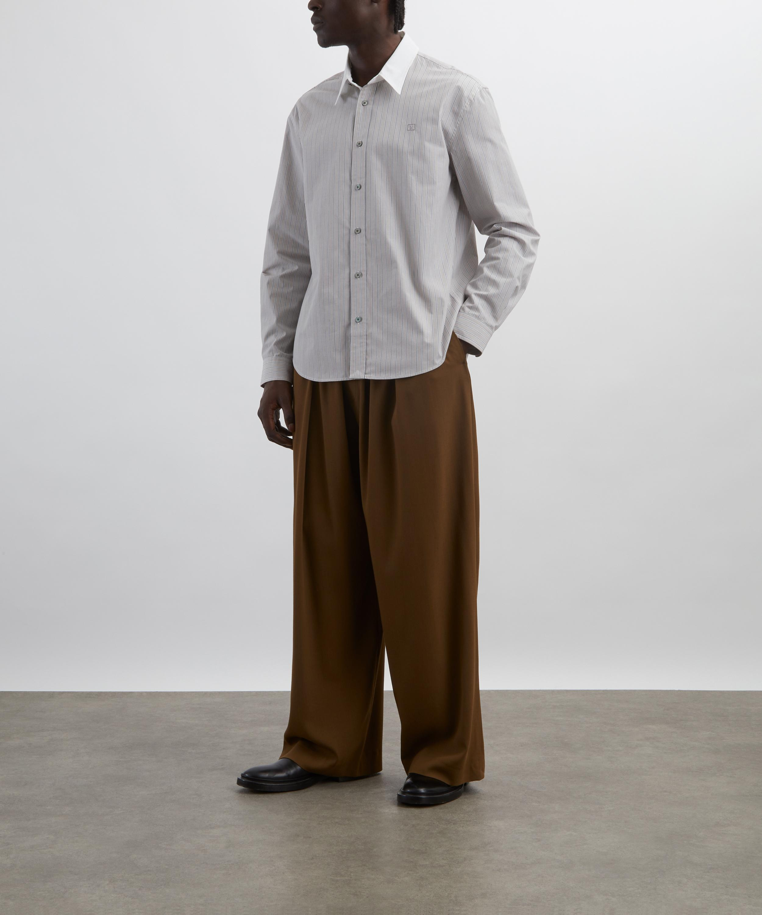 Contrast Collar Button-Up Shirt - 2