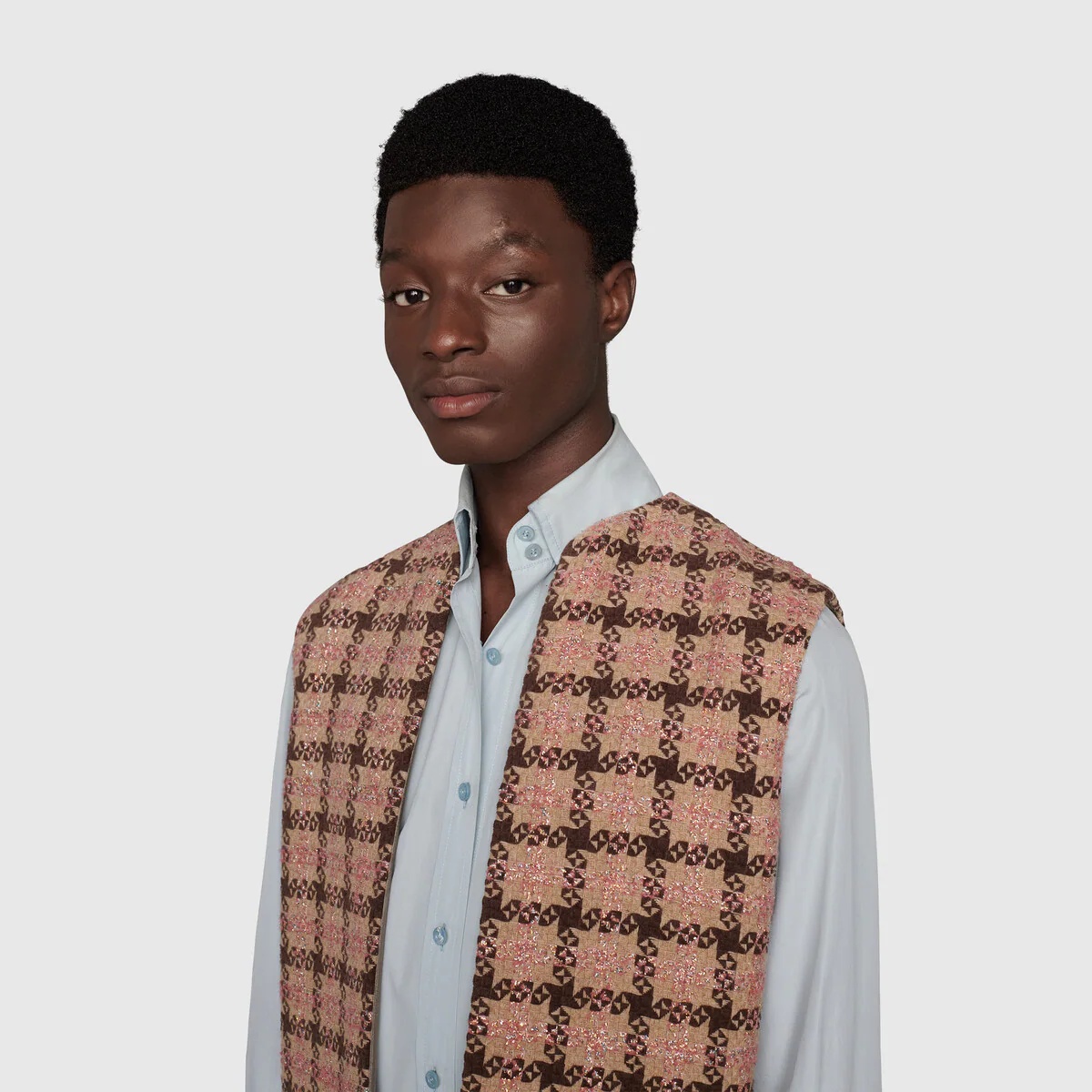 Lamé check tweed vest - 5