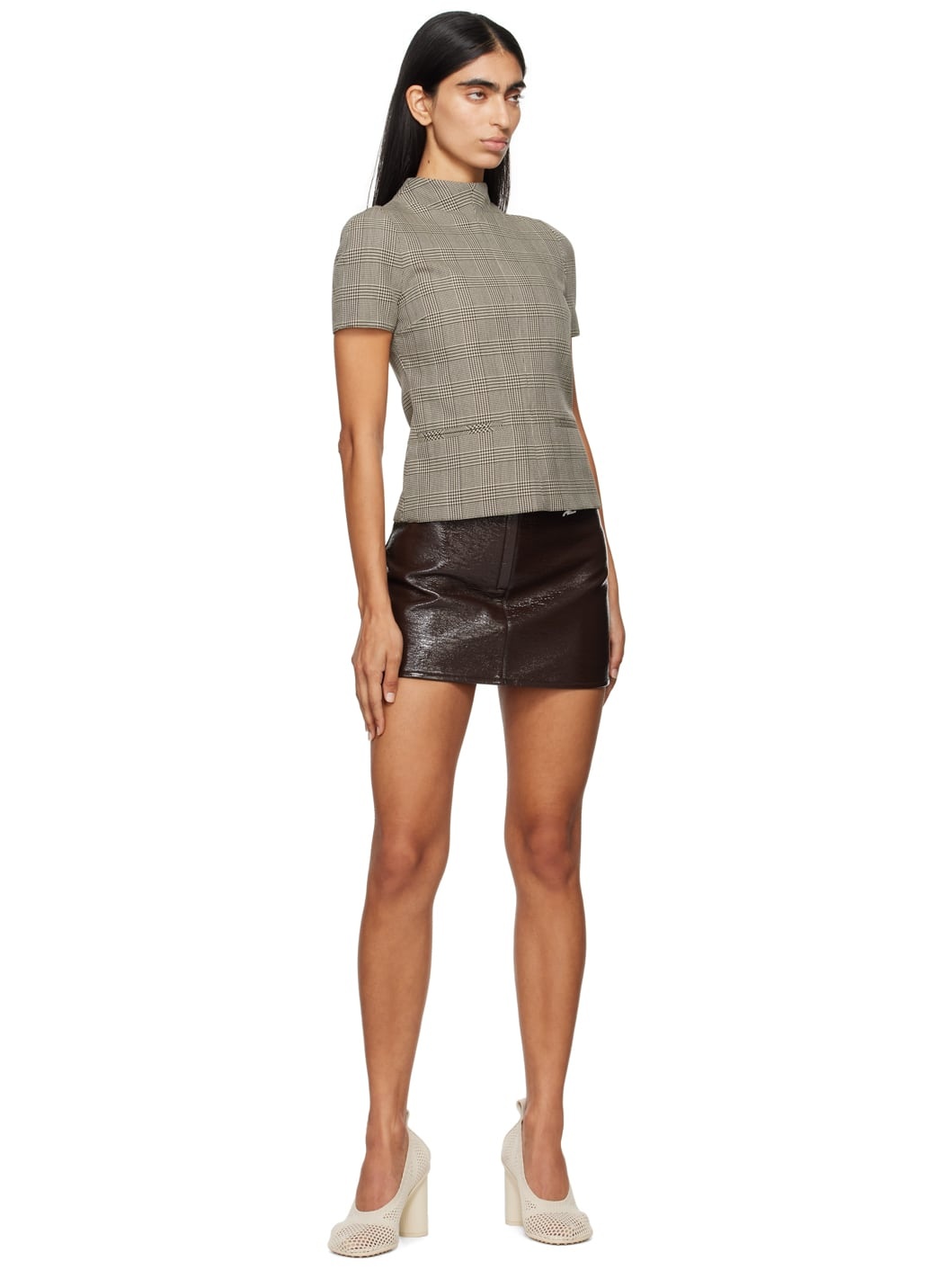 Brown High Collar Top - 4