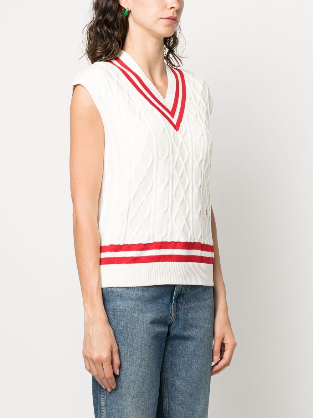striped-edges sleeveless knitted top - 3