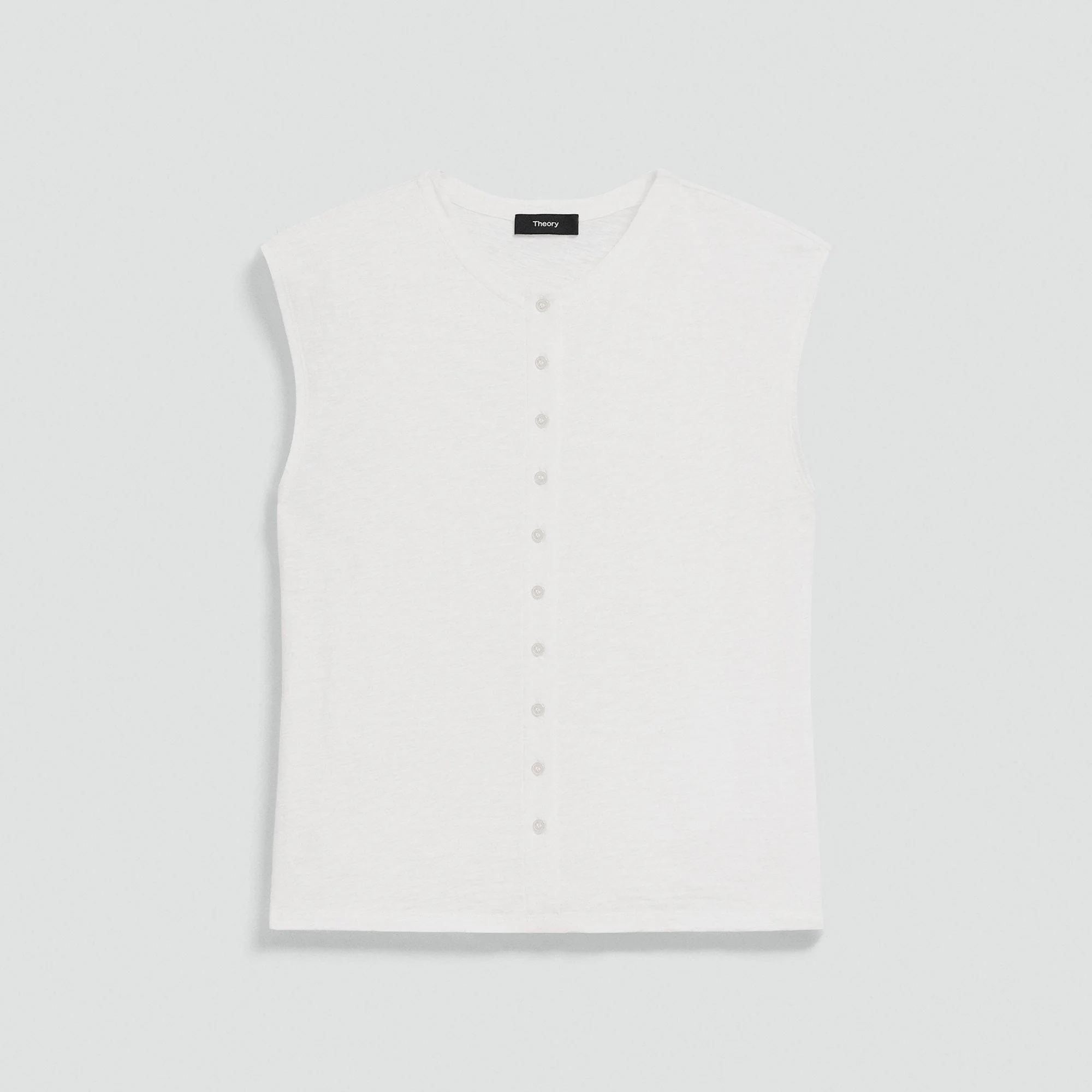 Crewneck Button-Up Top in Organic Slub Cotton - 1