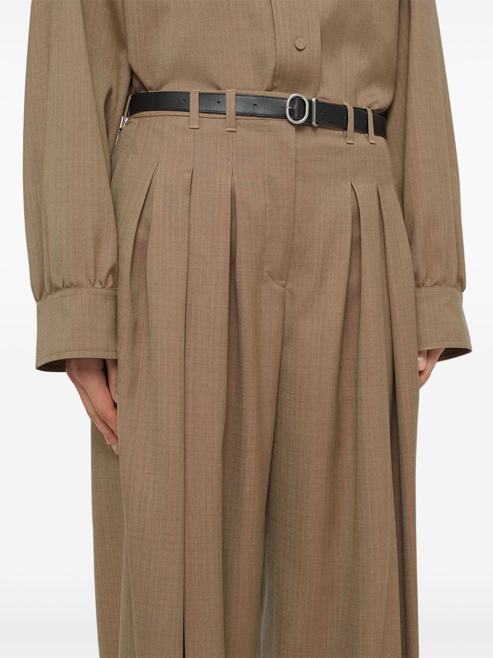 belted wool palazzo pants - 5