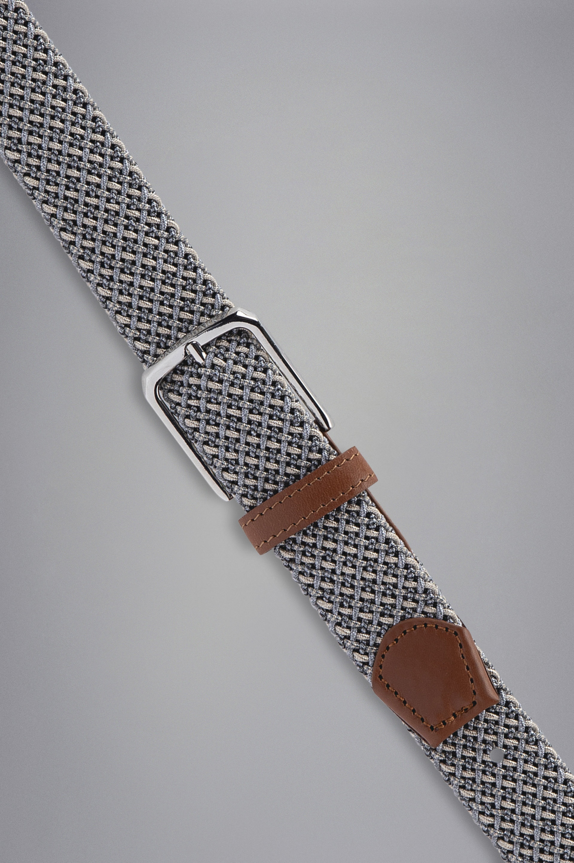 LEATHER TRIMMED WOVEN ELASTIC BELT - 2