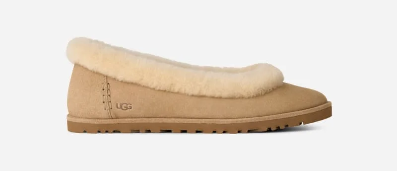 ® Women's Zora Ballet Flat Sheepskin Shoes in Sand - 1
