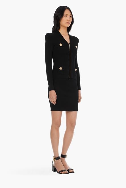Black knit cardigan with decorative buttons - 7