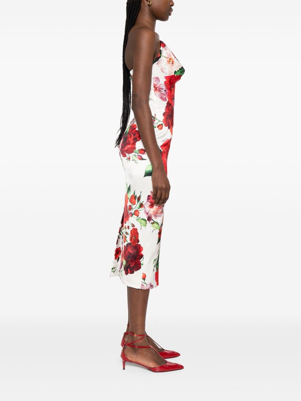 rose-print midi dress - 3