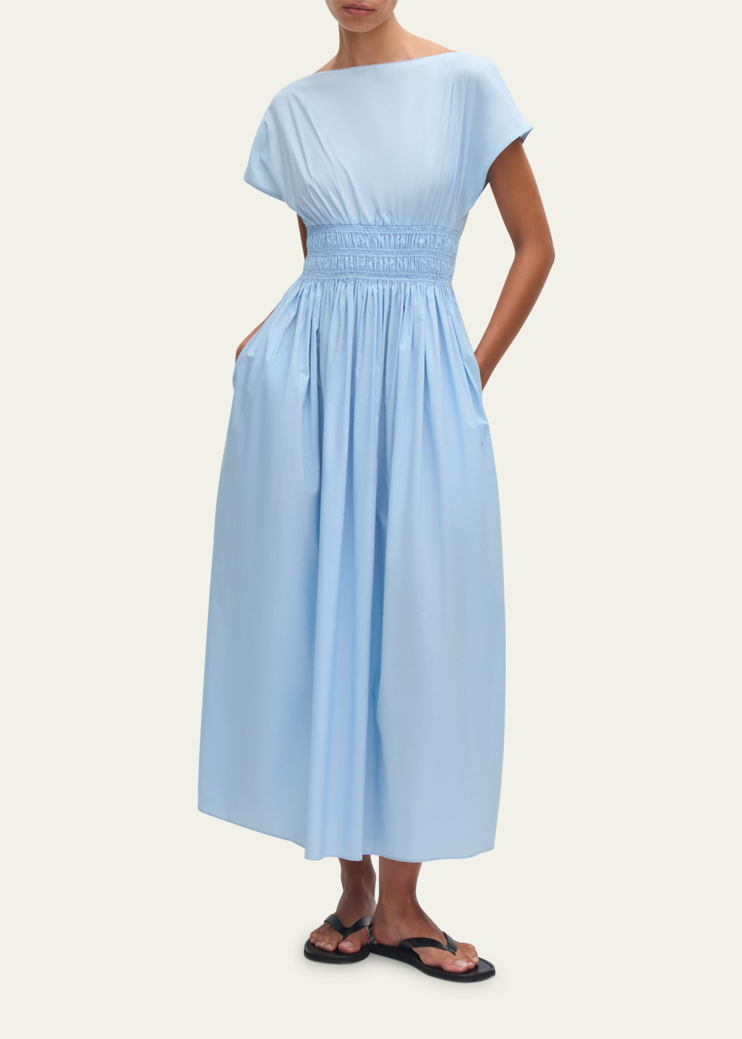 Shirred-Waist Midi Dress - 2
