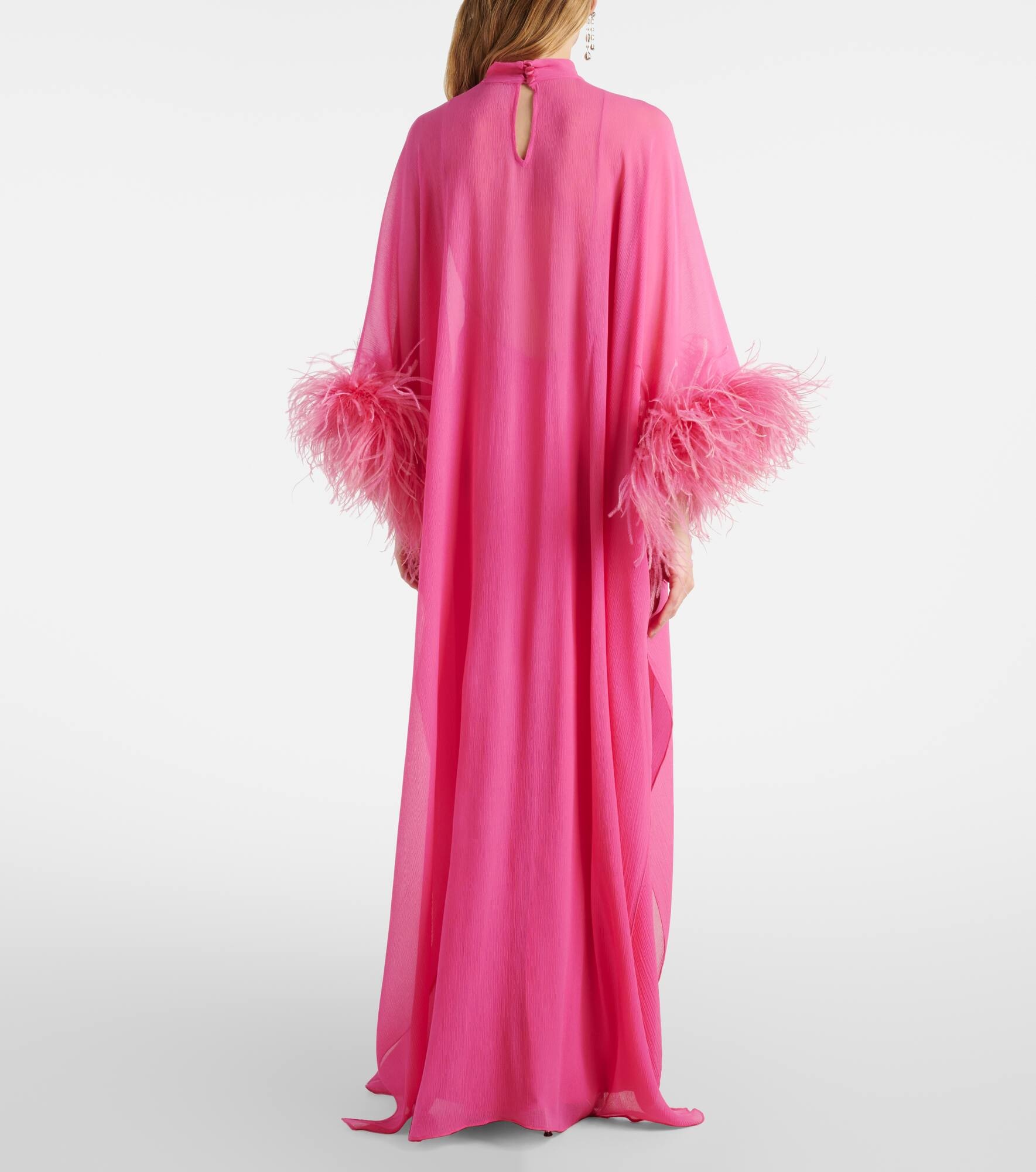 Penelope feather-trimmed silk kaftan - 3