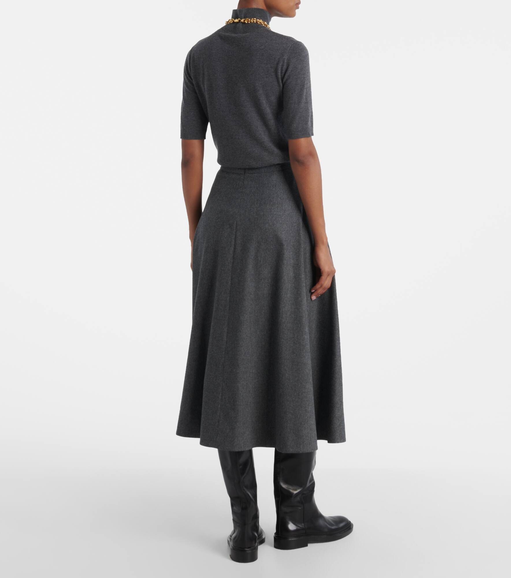 Betulla wool flannel midi skirt - 3