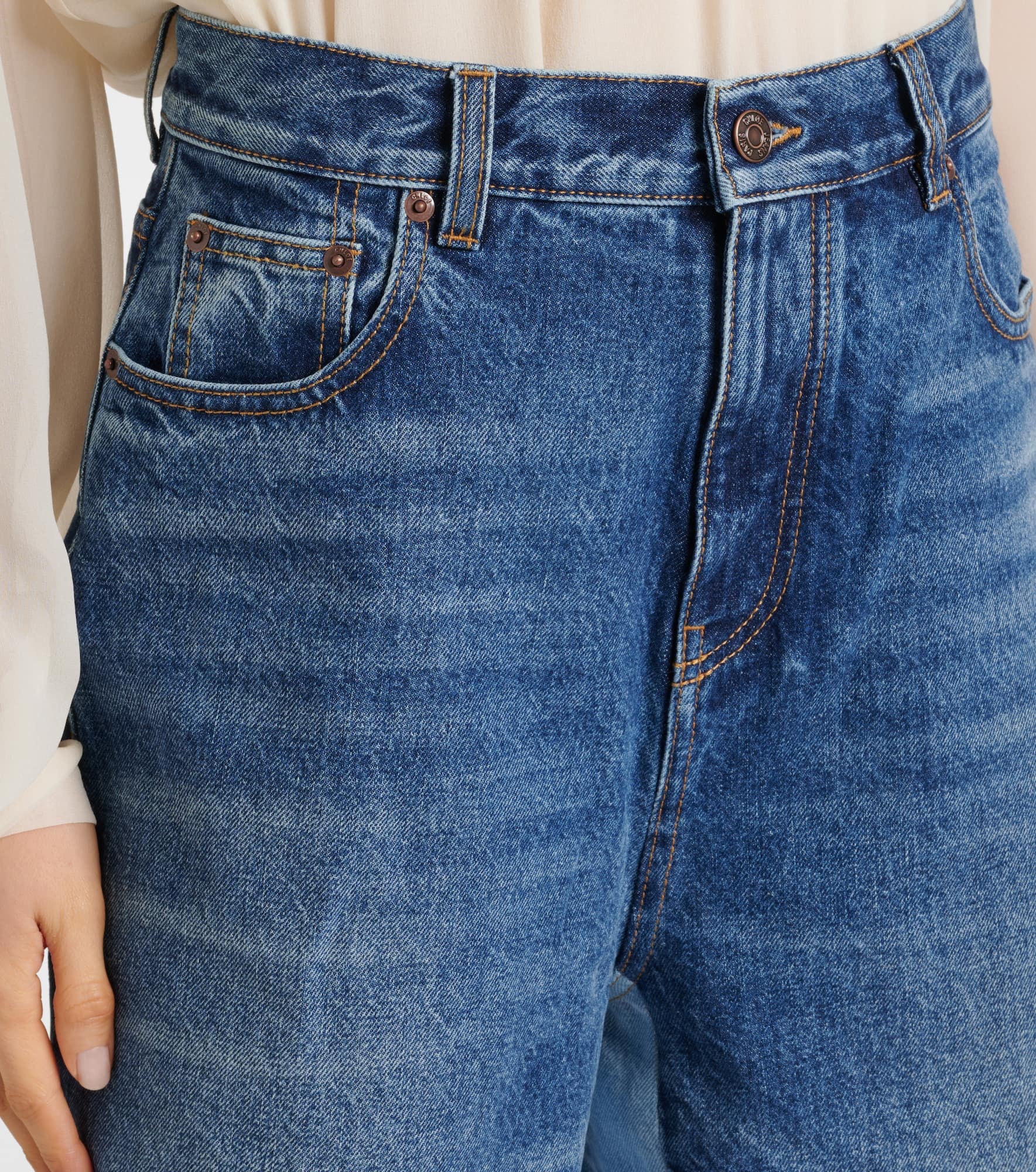 Patchwork high-rise denim culottes - 4