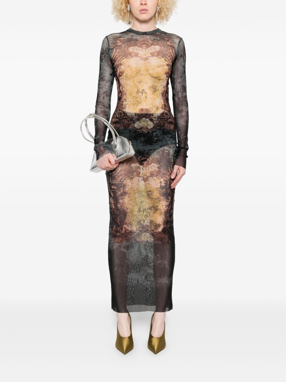 baroque-print long-sleeved maxi dress - 2