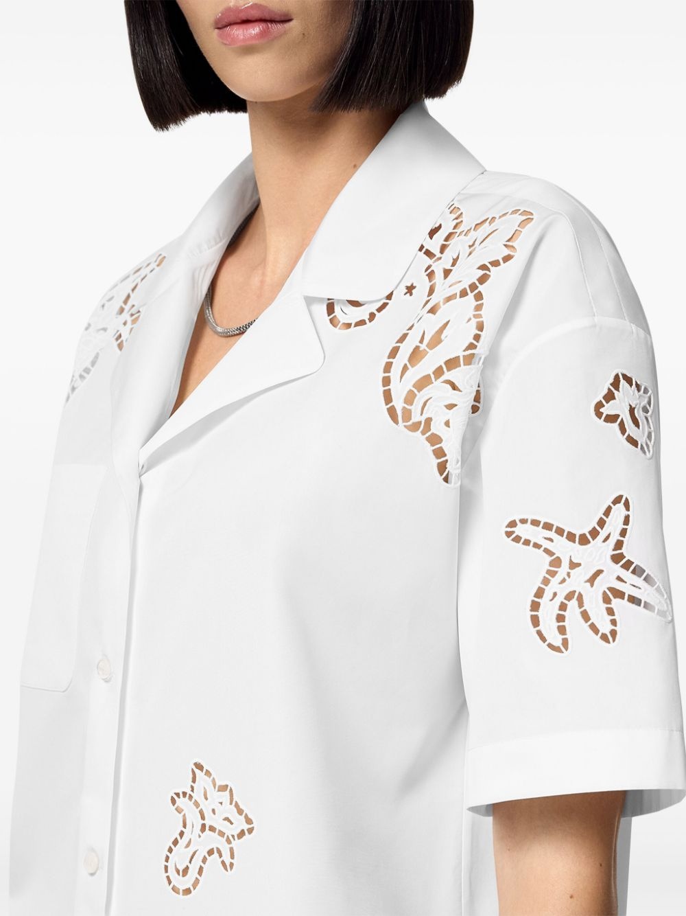 Sangallo-embroidered cotton shirt - 5