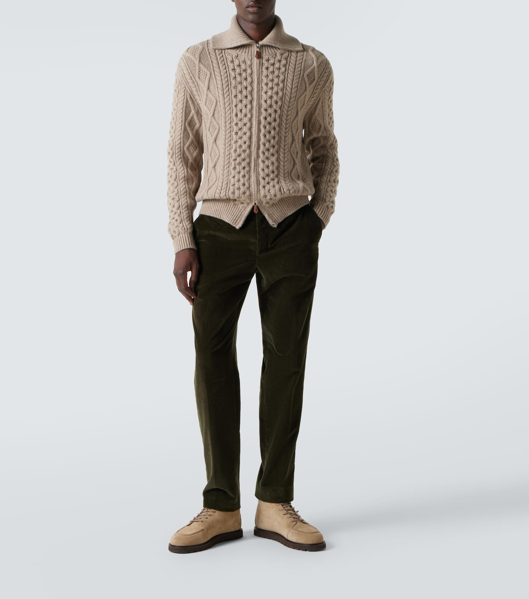 Aran cashmere zip-up sweater - 2