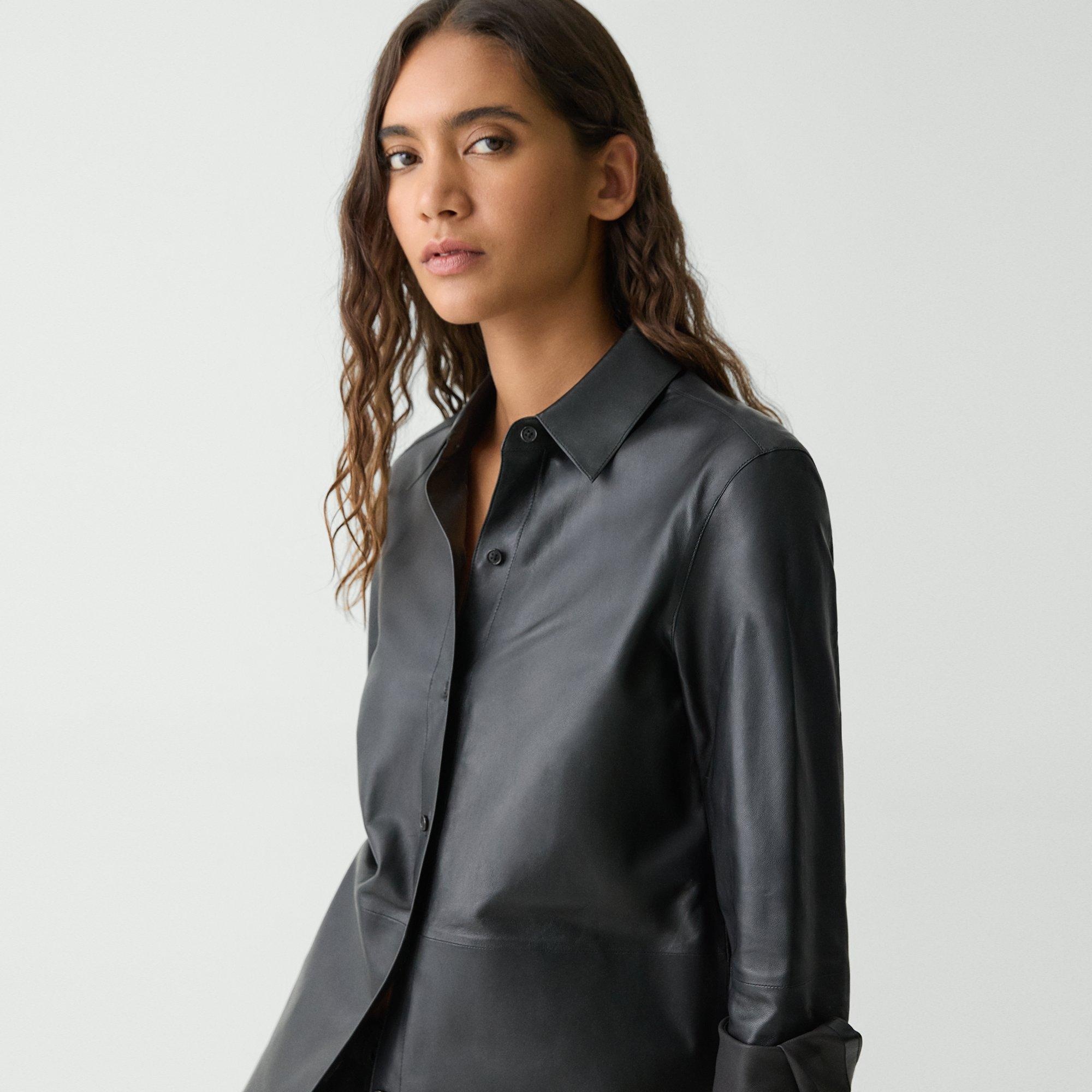 Classic Menswear Shirt in Leather - 4