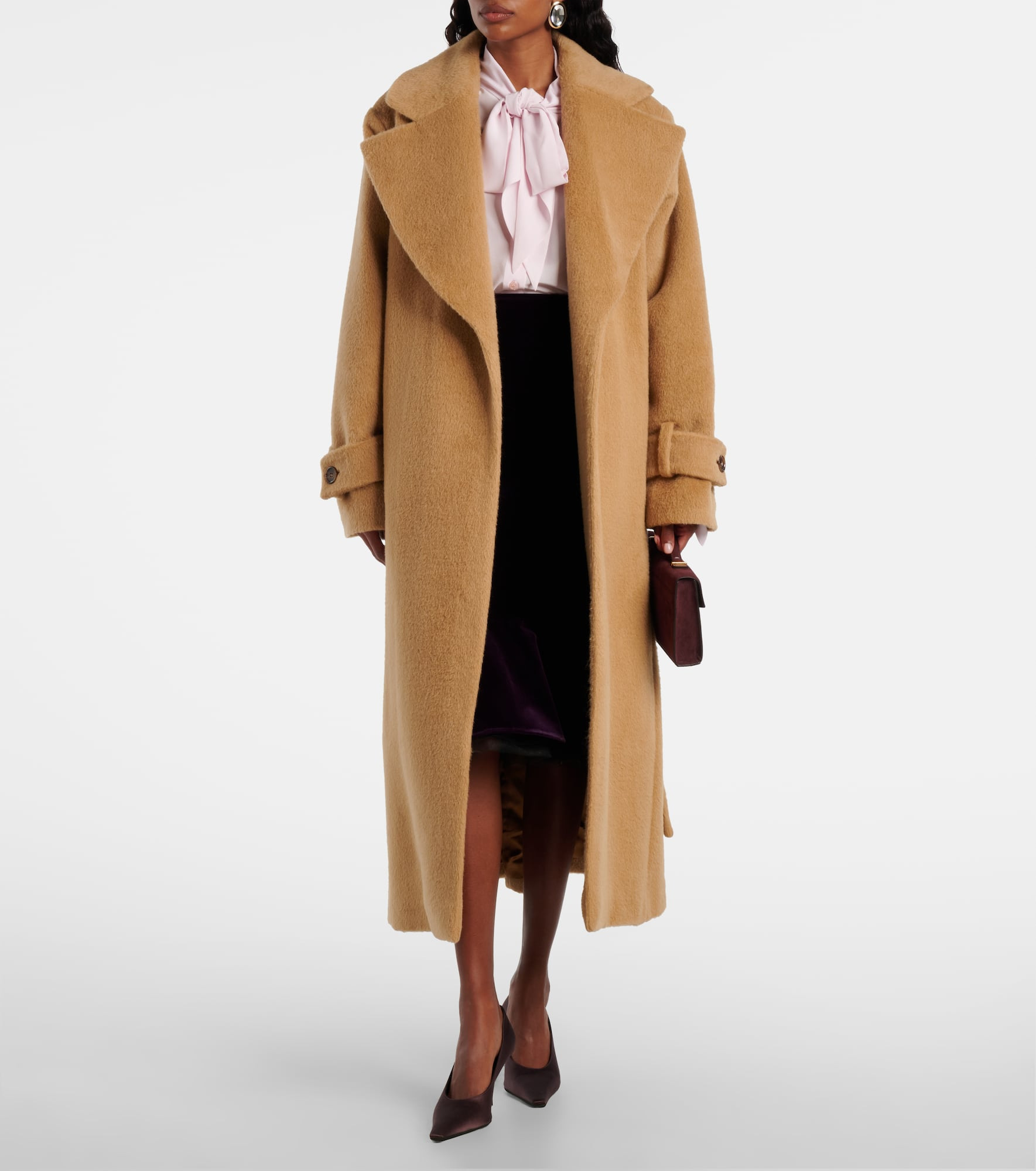 Belted alpaca and wool wrap coat - 2