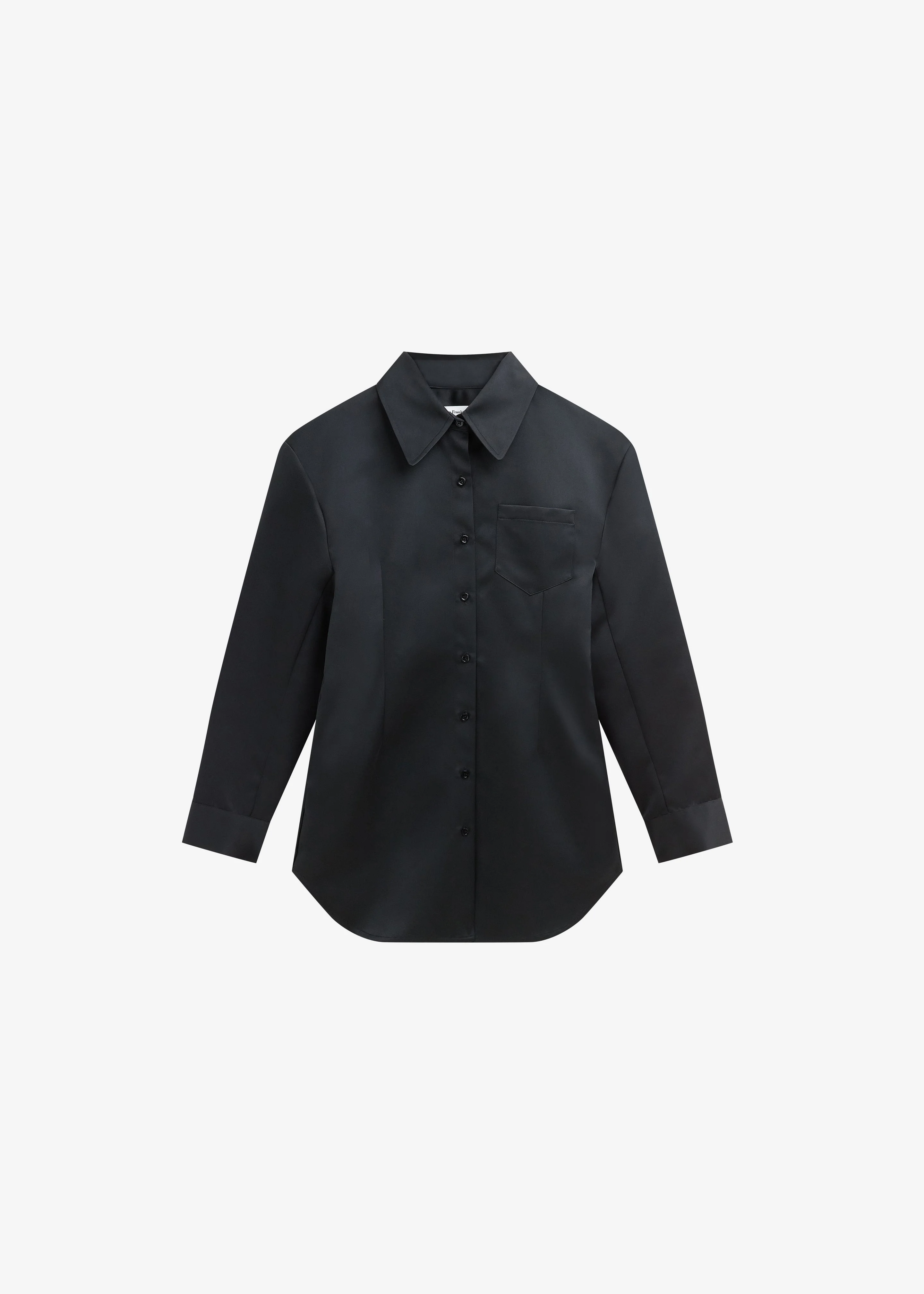 Akita Satin Cinched Shirt Dress - Black - 1