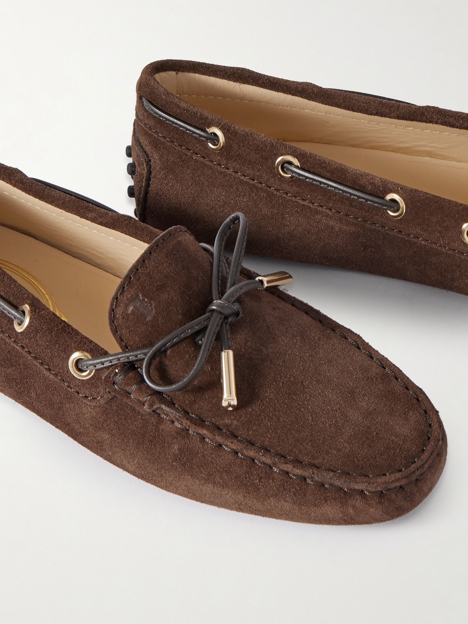 Gommino leather-trimmed suede loafers Chocolate - 4
