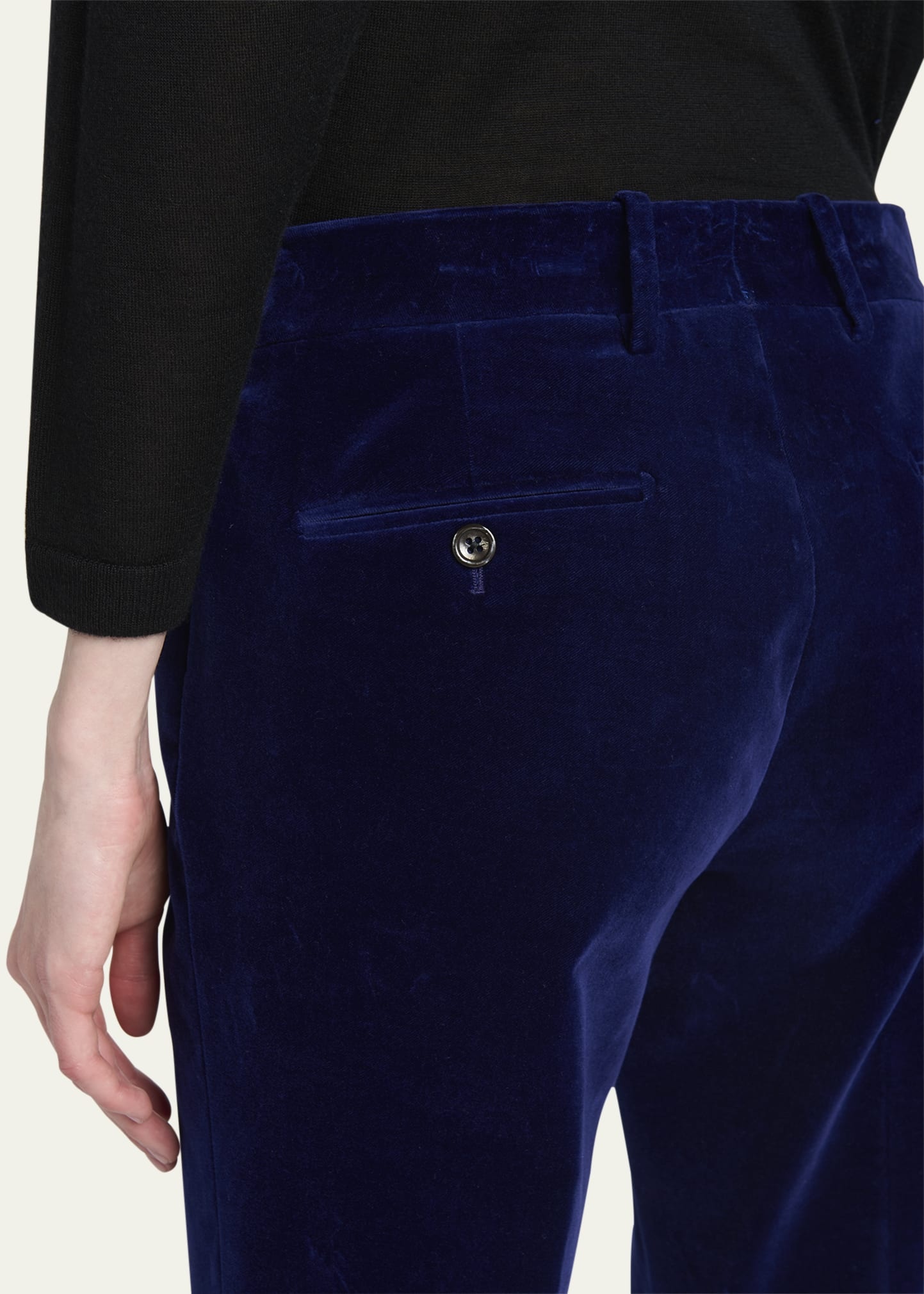 Velvet Slim-Leg Ankle Cigarette Trousers - 5