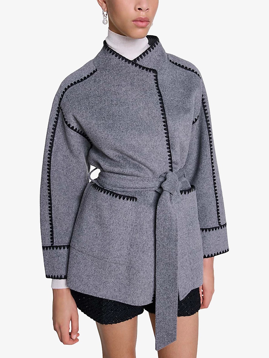 Wrap-neck double-face wool-blend coat - 5