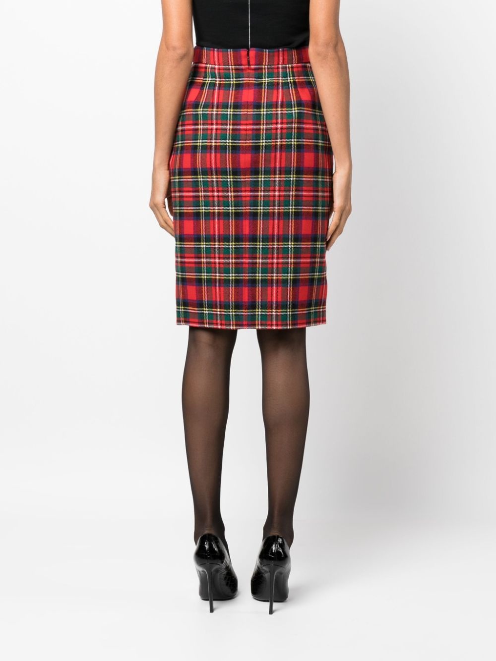 tartan-check pencil skirt - 4