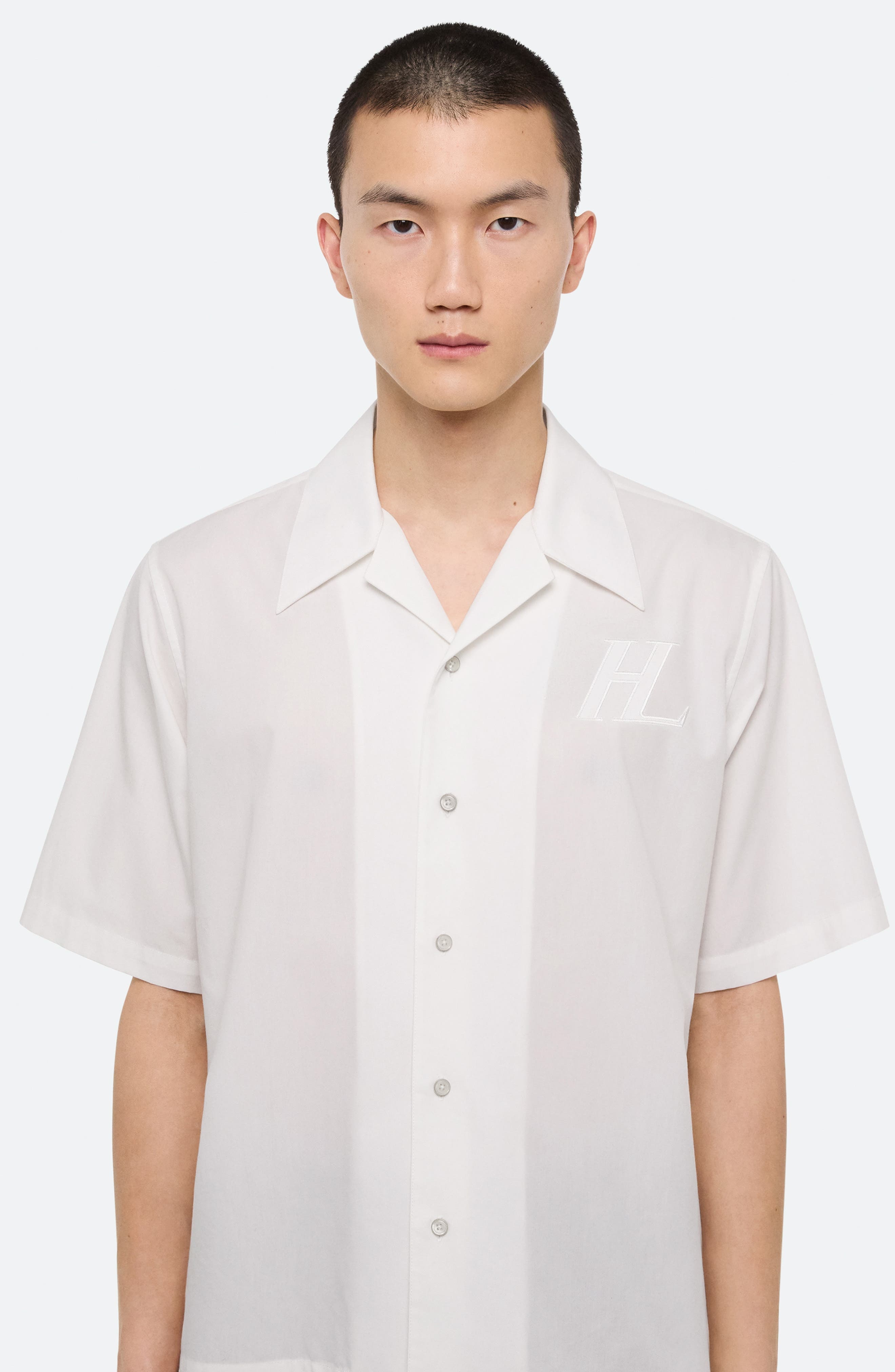 Helmut Lang Boxy Soft Broad Poplin Camp Shirt in White - 2