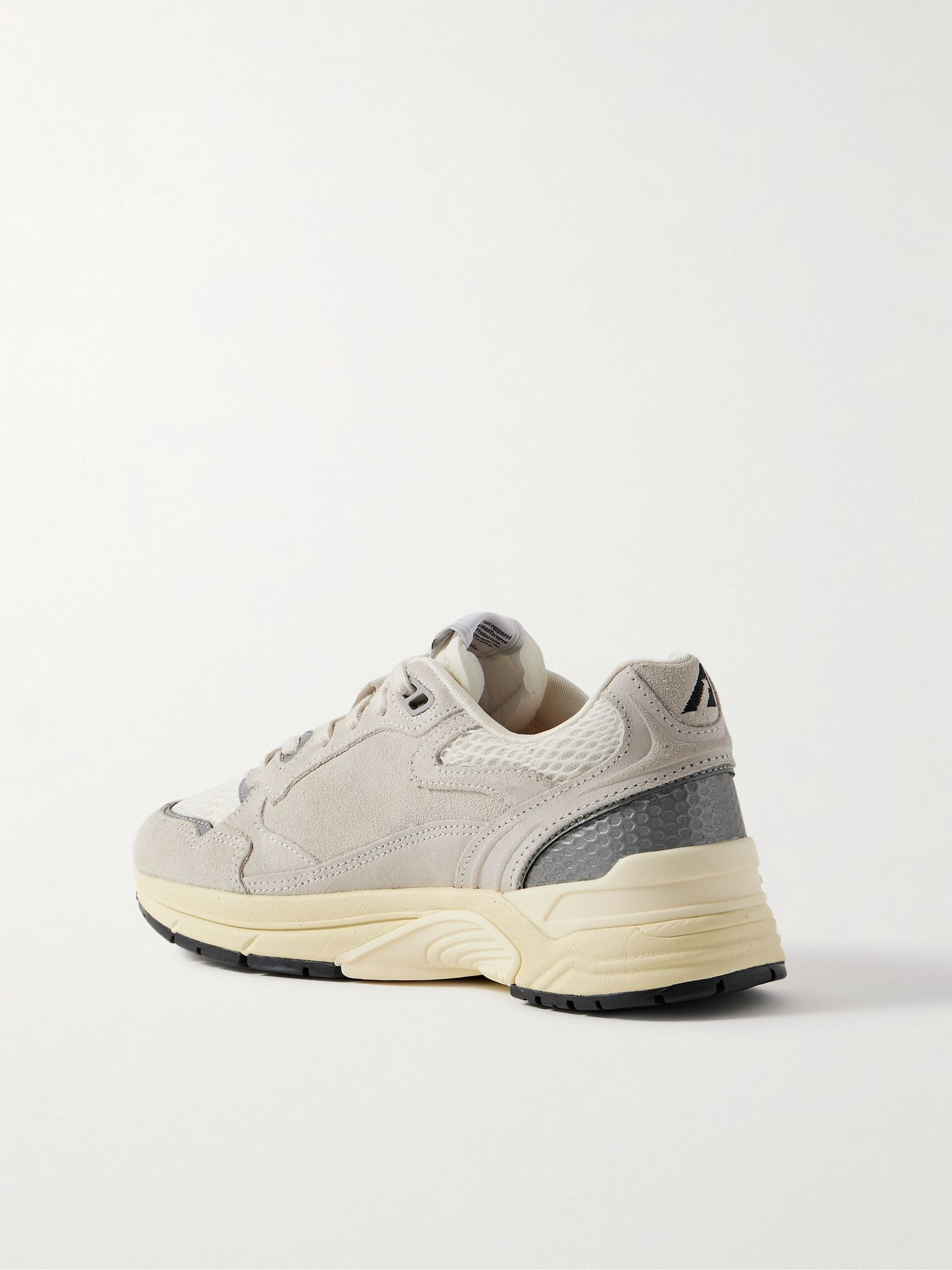 Hyperway mesh and metallic leather-trimmed suede sneakers Gray - 3