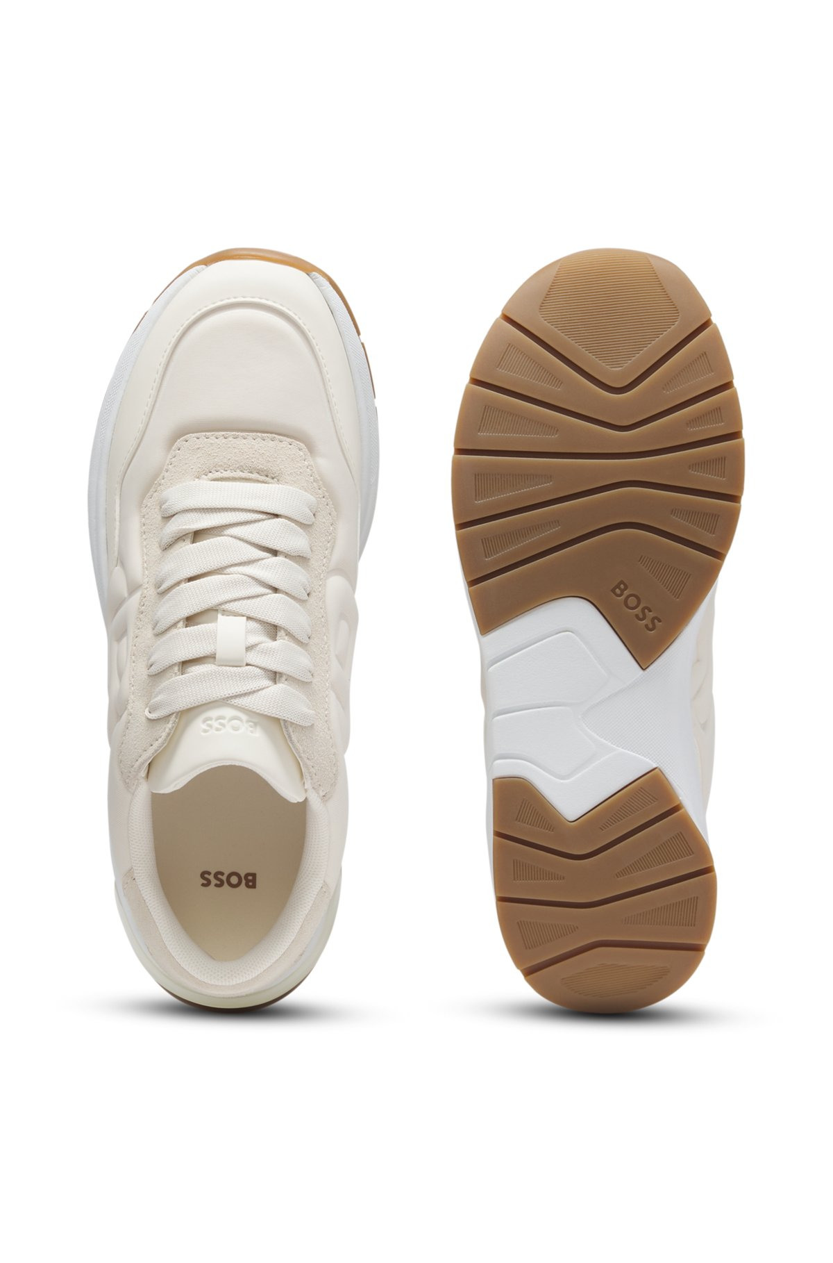 MIXED-MATERIAL TRAINERS WITH LARGE DOUBLE B MONOGRAM - 4