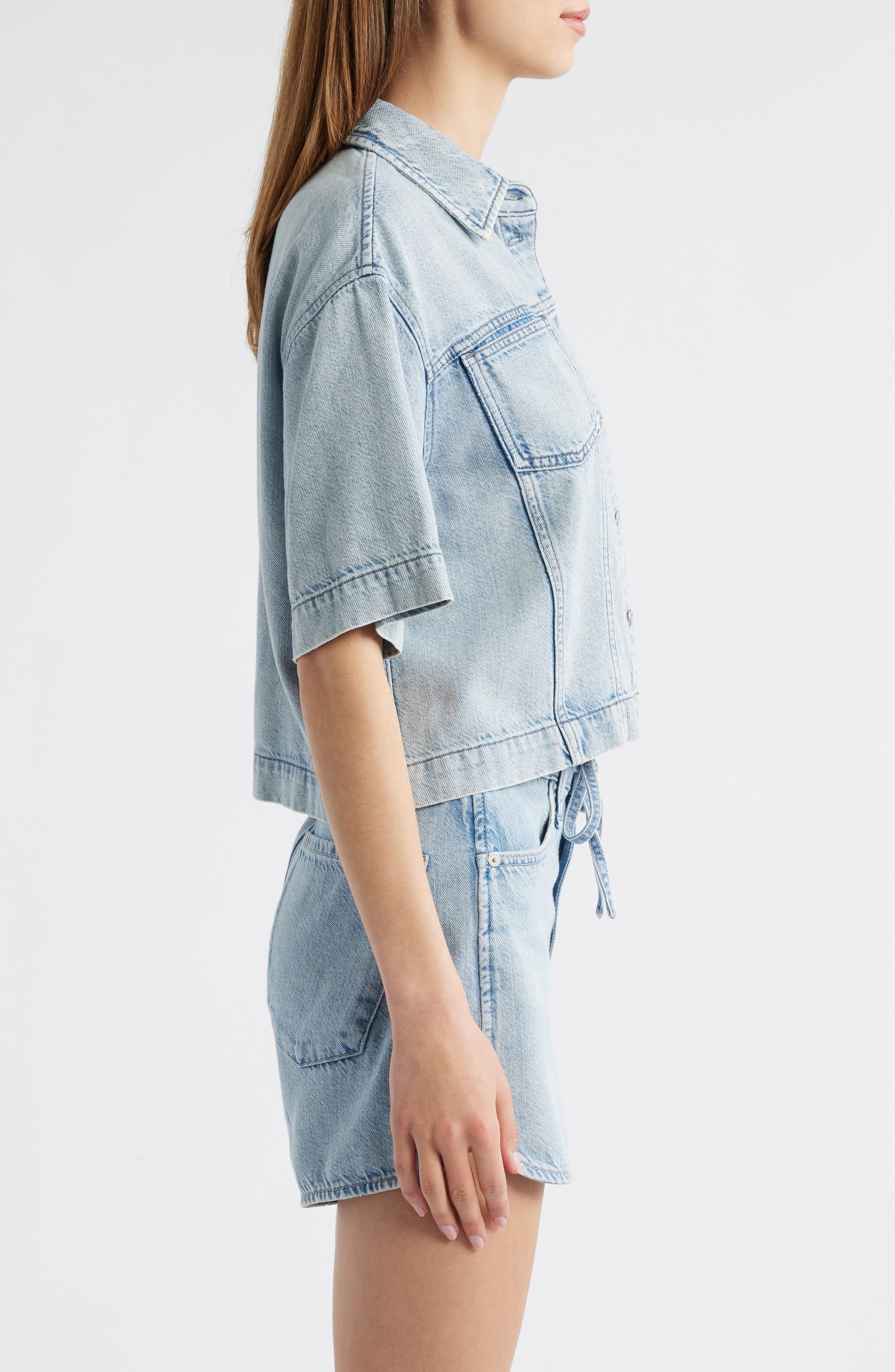 rag & bone Abby Crop Denim Button-Up Shirt in Kierra at Nordstrom - 3