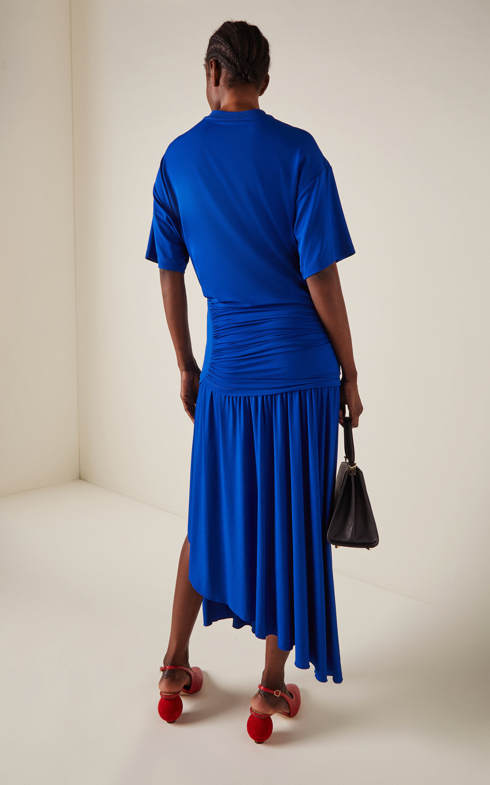 Asymmetric Jersey Midi Dress blue - 4