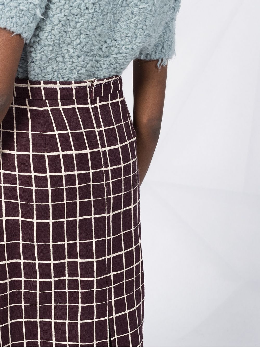 checked A-line midi skirt - 3