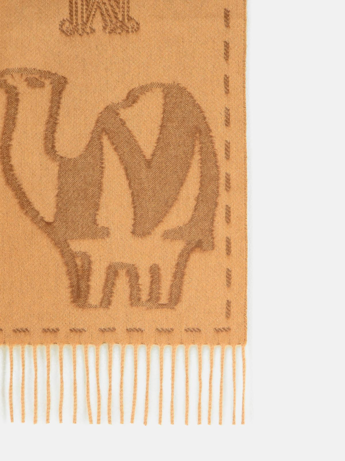 'WSTEDDYC' CAMEL JACQUARD CACHEMIRE STOLE - 3
