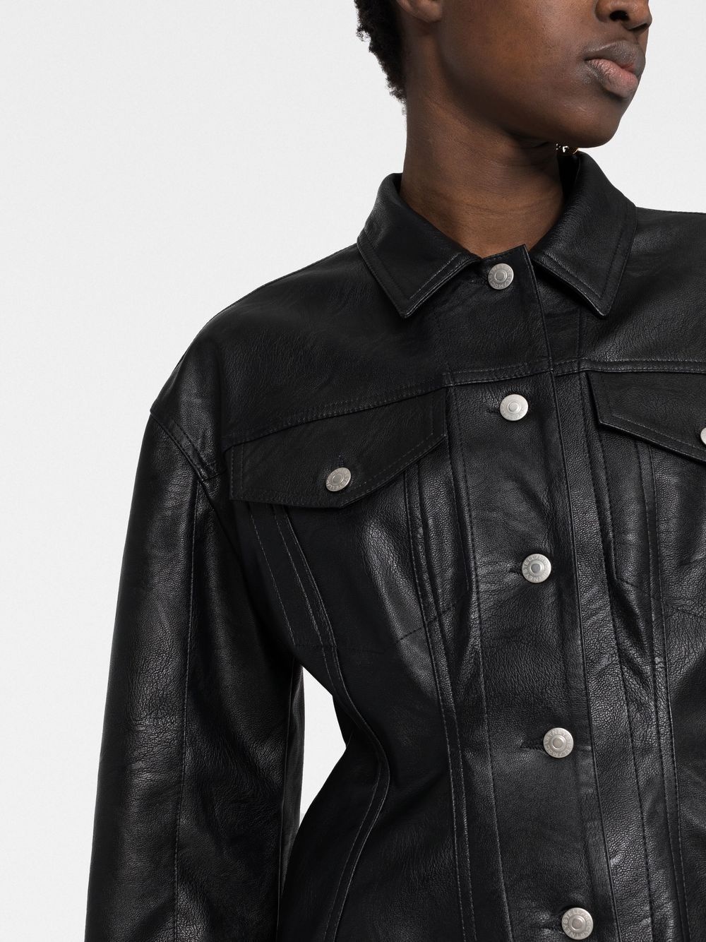 fitted button-up jacket - 3