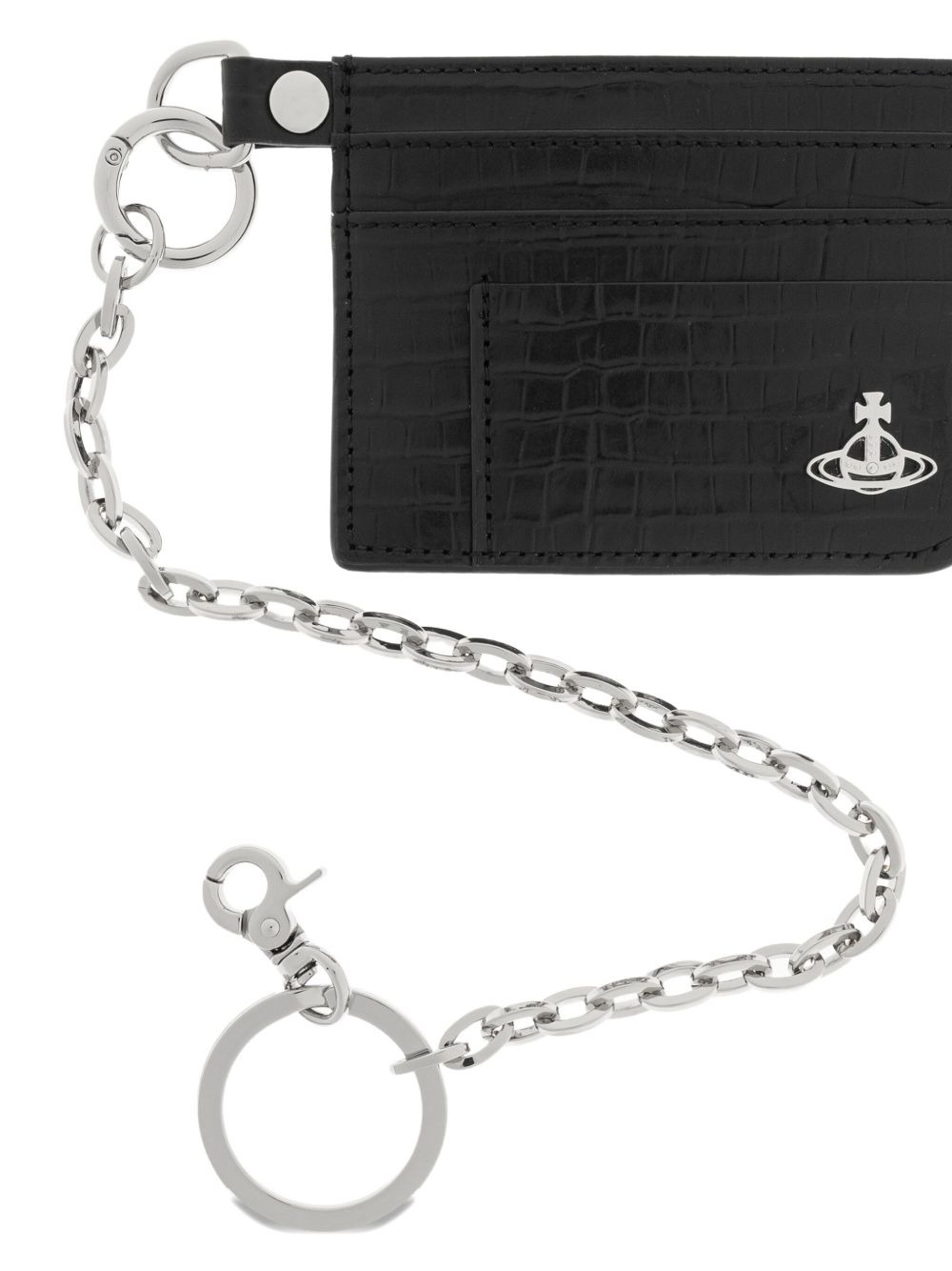 crocodile-embossed chain card holder - 4