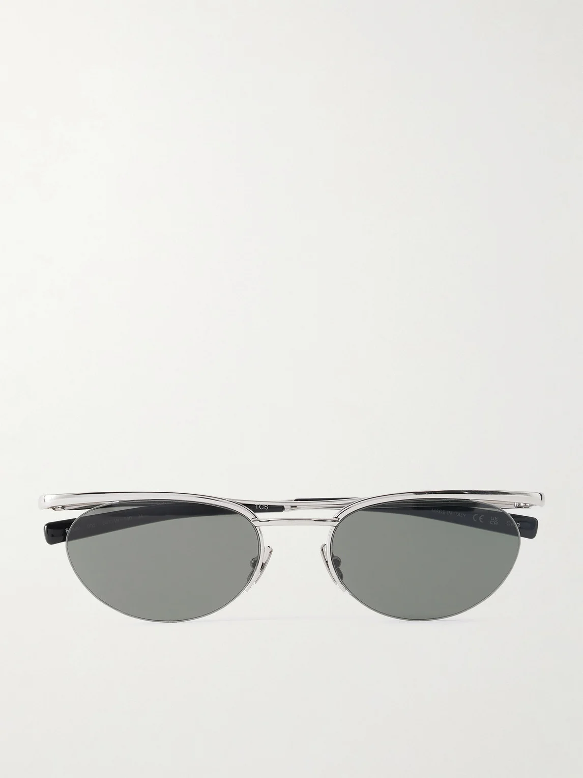 Oval-Frame Silver-Tone Sunglasses - 1