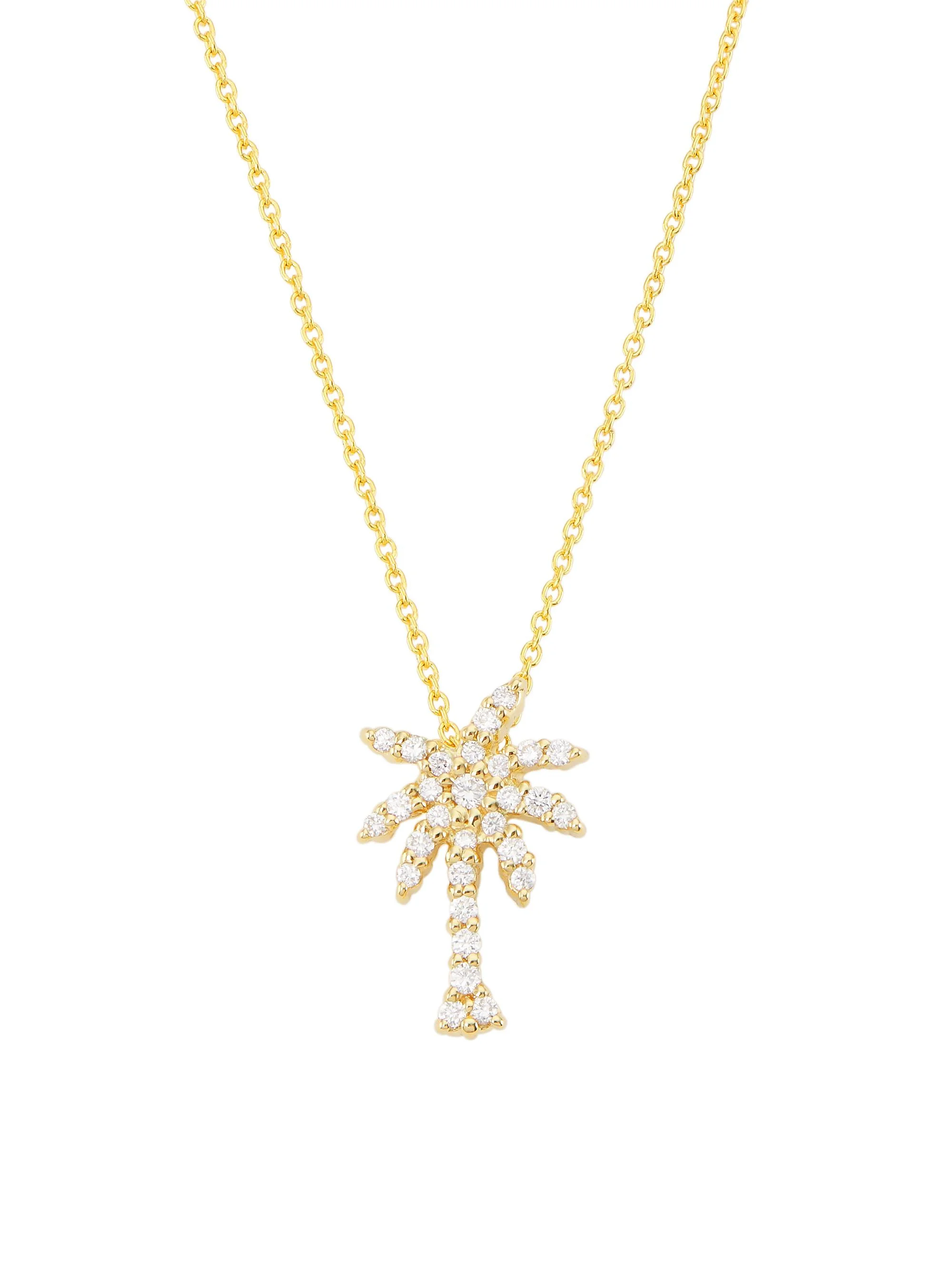 Women's Tiny Treasures 18K Yellow Gold & Diamond Small Palm-Tree Pendant Necklace - Gold - 1