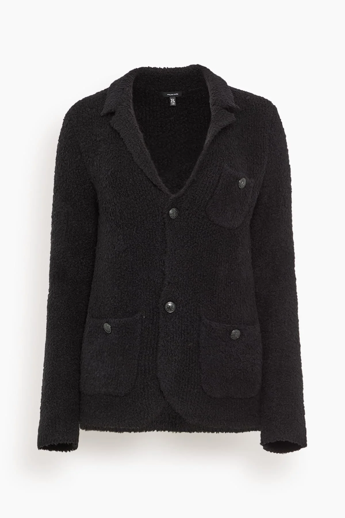 Shrunken Sweater Blazer in Black Boucle - 1