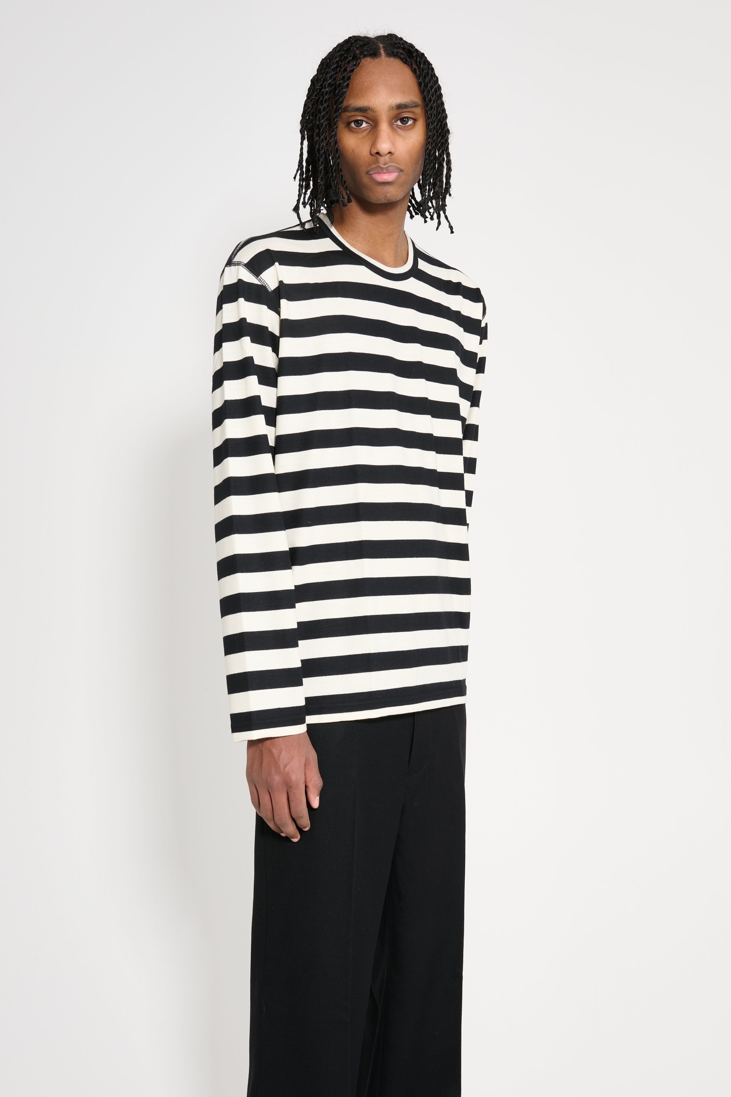 JUNYA WATANABE MAN STRIPED LONG SLEEVE T-SHIRT BLACK / WHITE - 3