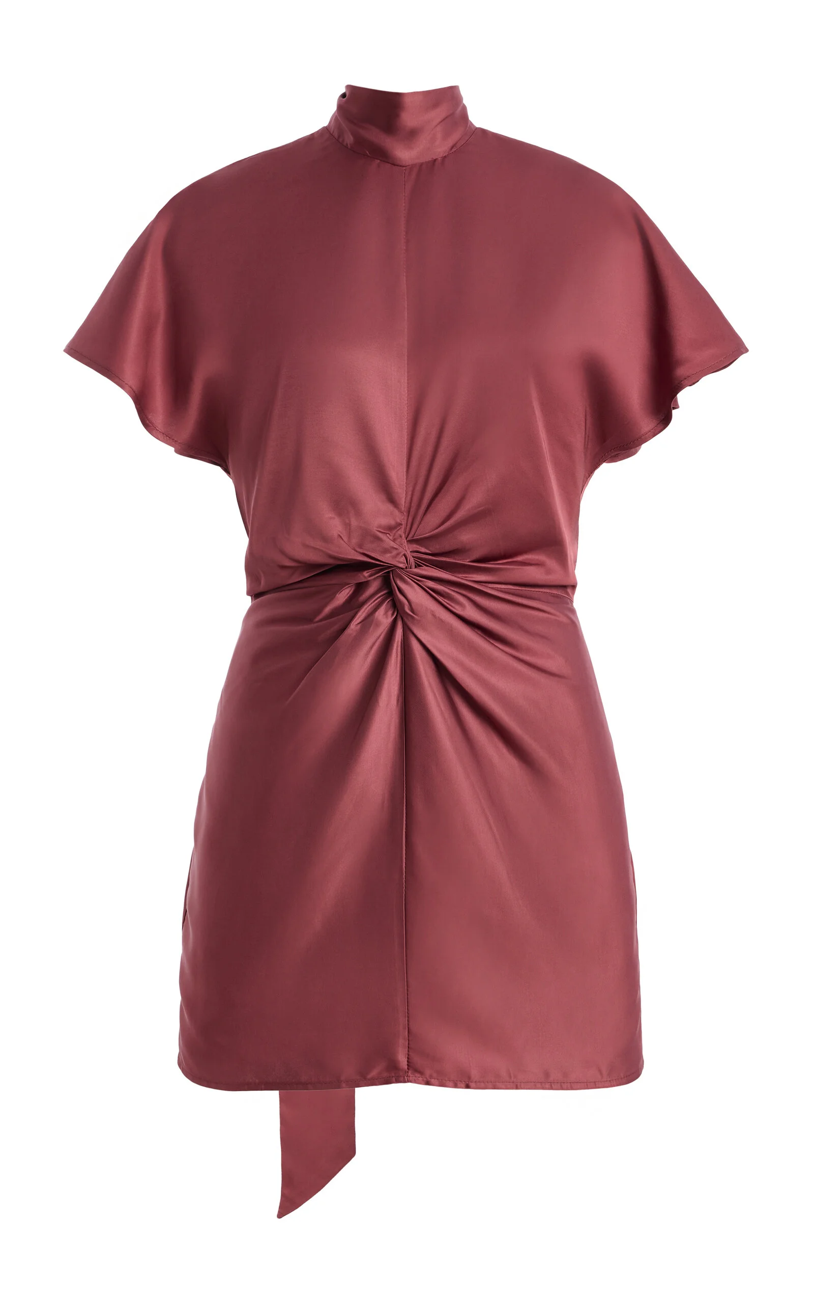 Twist Scarf Satin Mini Dress - 1