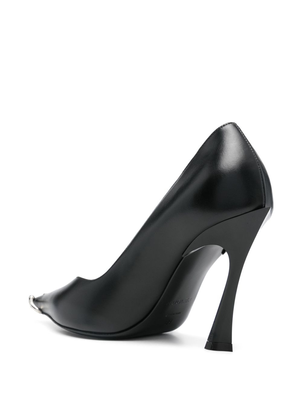 90mm leather piercing fang pumps - 3